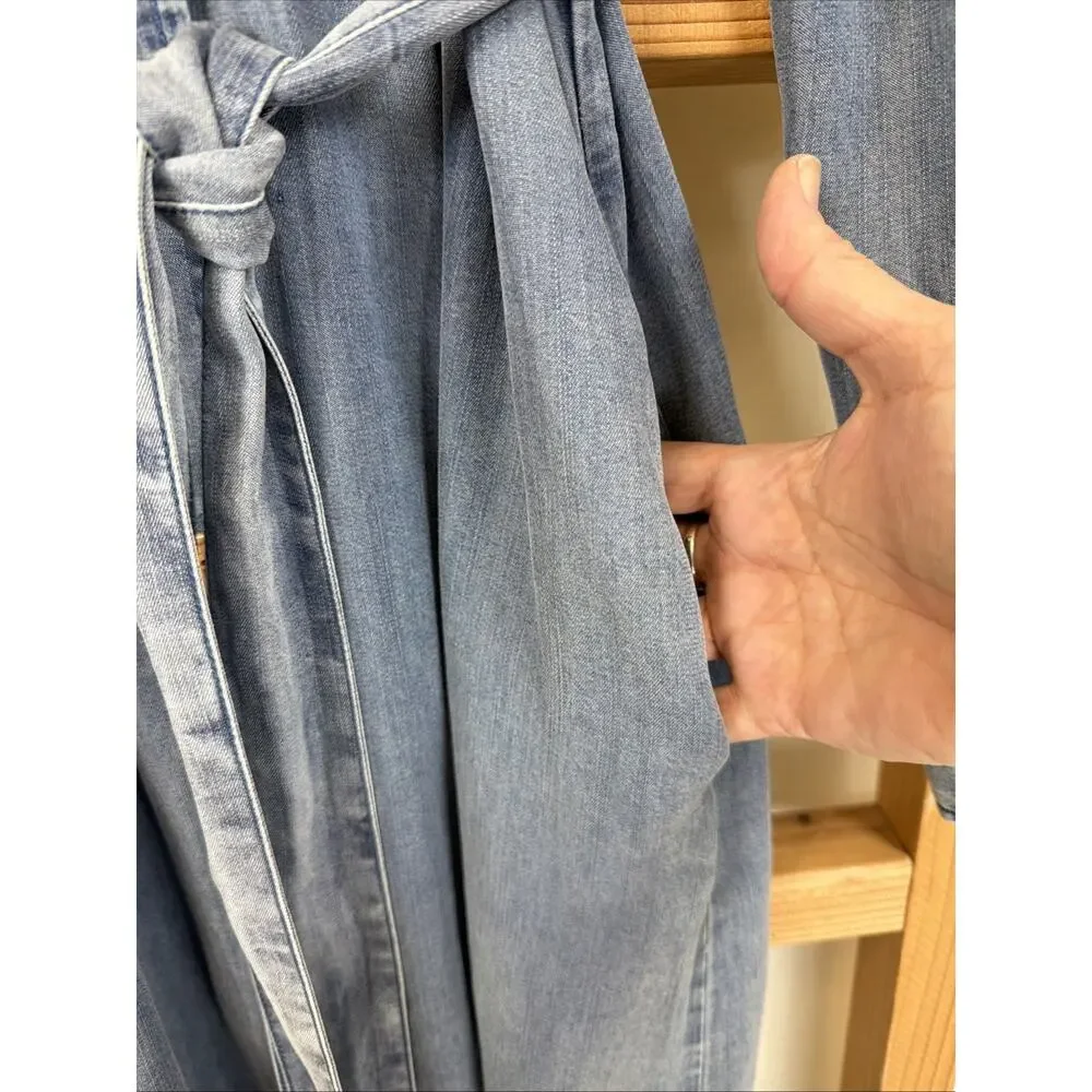 NWT Velvet Heart Blue Pockets Elastic Waist Button Up Shirt Dress #1414 Size SM - Picture 7 of 11